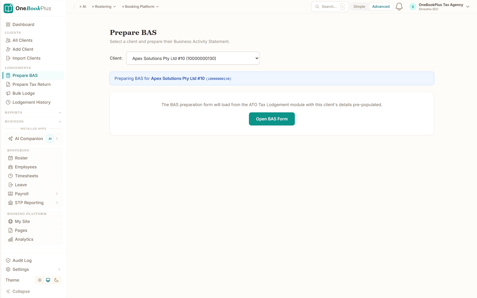 OneBookPlus BAS and GST summary with G1 to G11 label breakdown