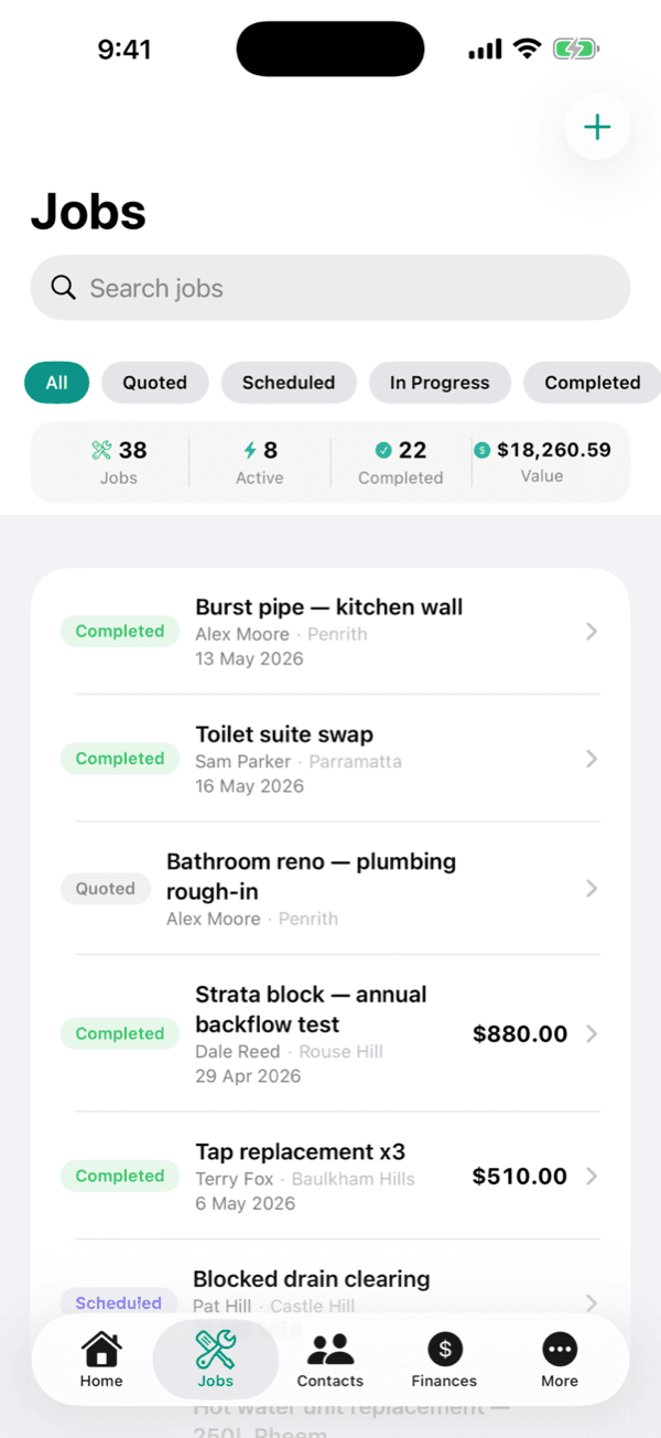 Jobs pipeline on the OneBookPlus iPhone app
